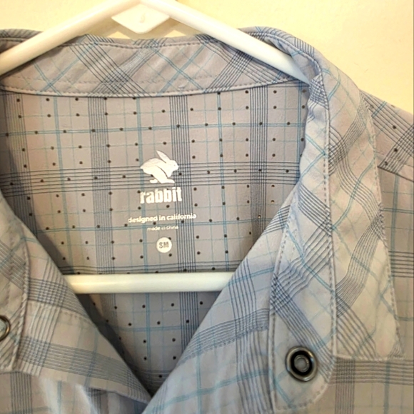 Men's Rabbit Light Blue High Country Short Sleeve Running Shirt - Picture 3 of 6